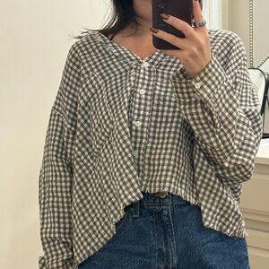 Mustard Seed Black and White Checkered Crop Top